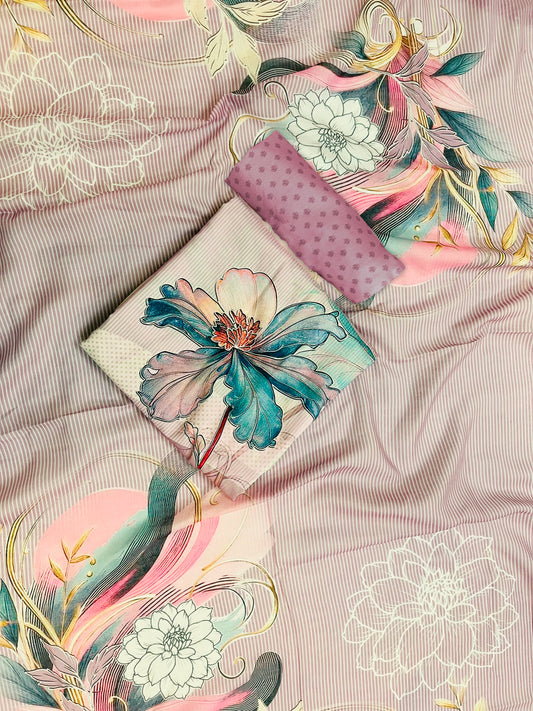 cotton suit with handwork aari and printed soft dupatta & bottom