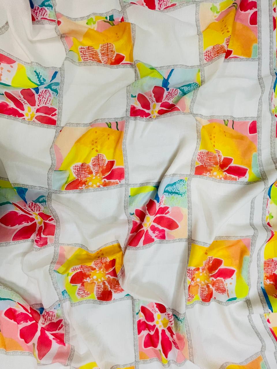 multicolor cotton unstiched suit wit printed soft dupatta & bottom (Copy) (Copy)