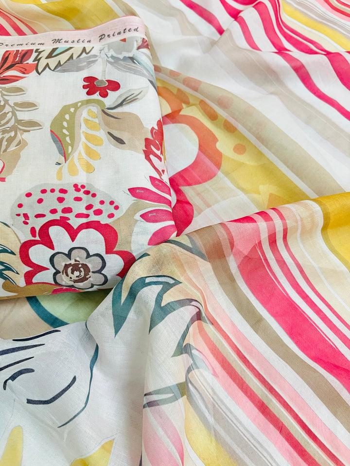 cotton unstiched suit with  printed soft dupatta & bottom