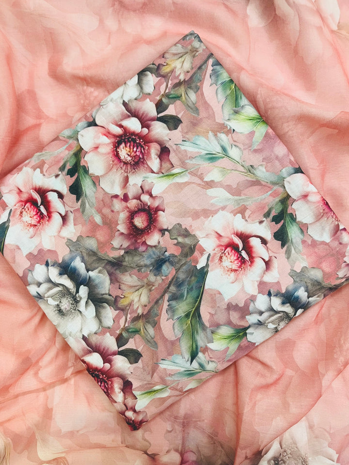 cotton unstiched suit with  printed soft dupatta & bottom