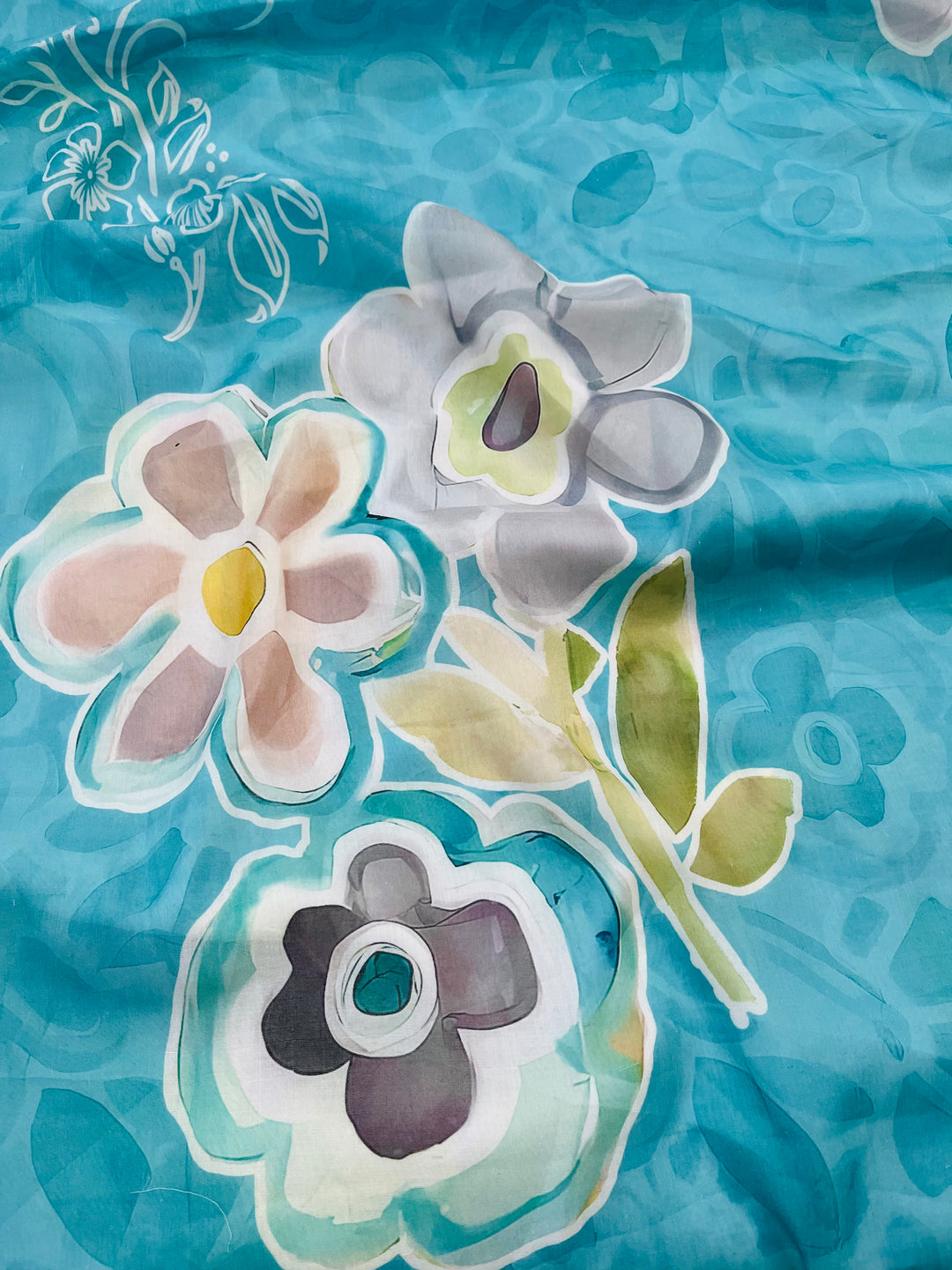 cotton unstiched suit with  printed soft dupatta & bottom  hand painting style printed dupatta