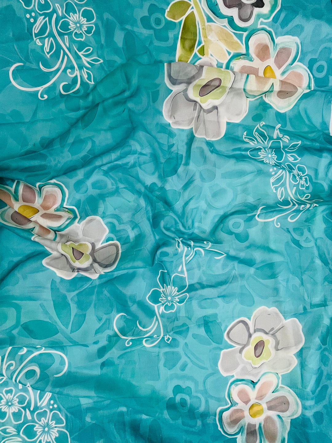 cotton unstiched suit with  printed soft dupatta & bottom  hand painting style printed dupatta