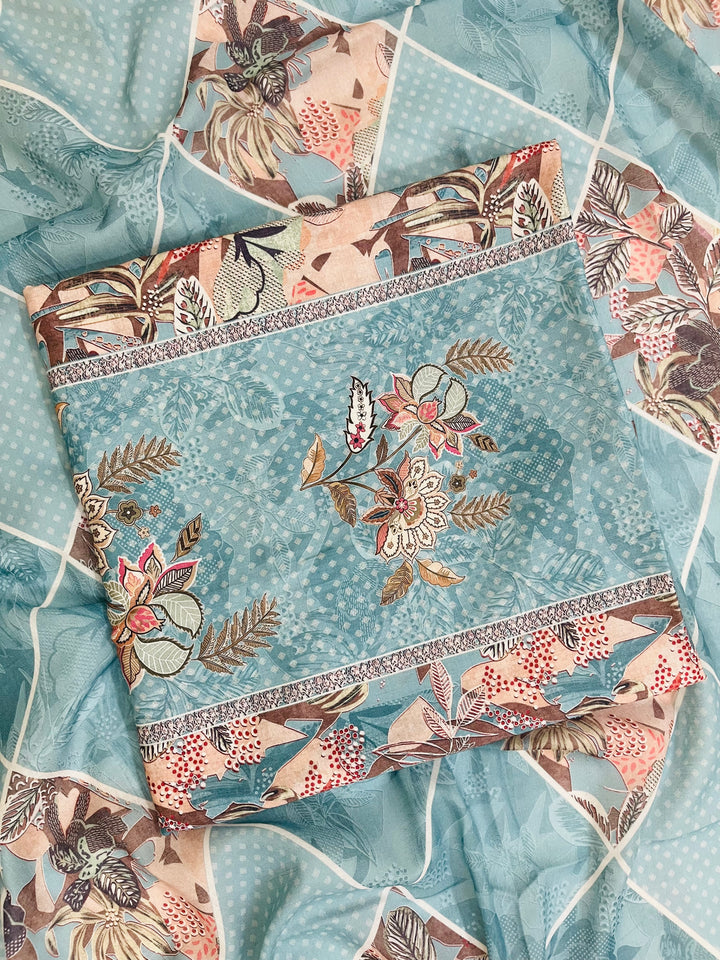 cotton suit with handwork aari and printed soft dupatta & bottom (Copy)