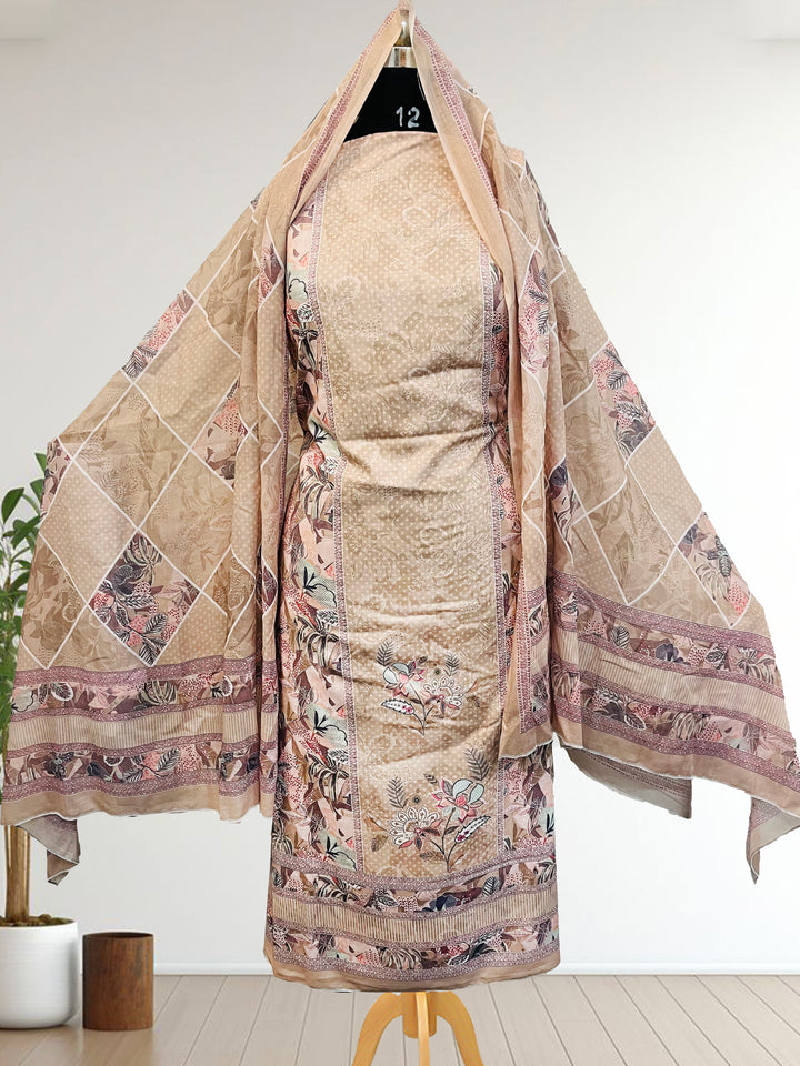 cotton suit with handwork aari and printed soft dupatta & bottom (Copy)