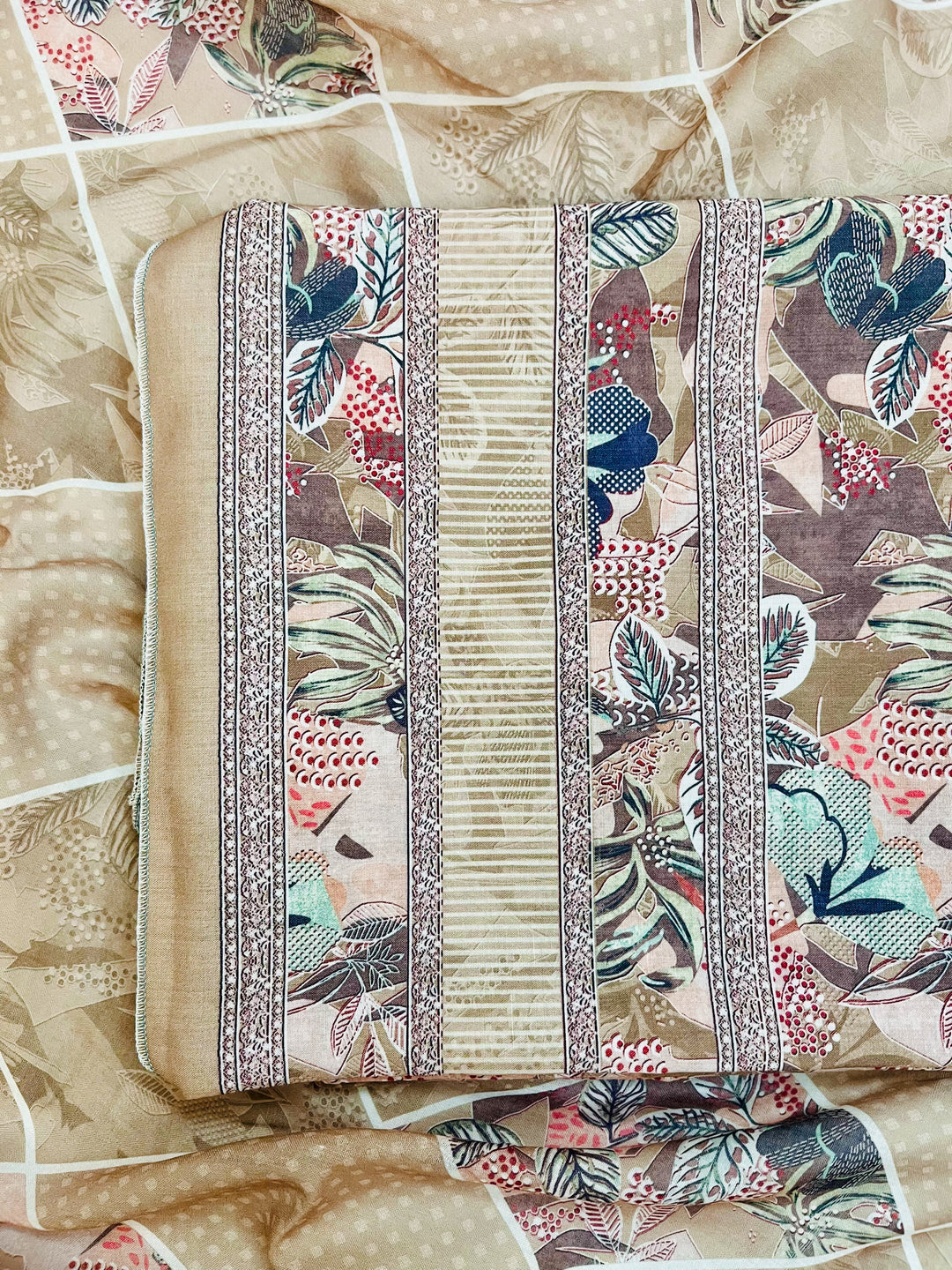 cotton suit with handwork aari and printed soft dupatta & bottom (Copy)