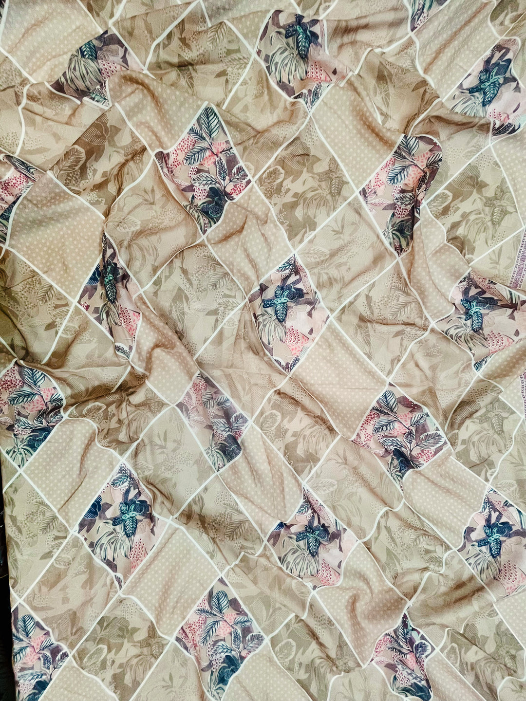 cotton suit with handwork aari and printed soft dupatta & bottom (Copy)