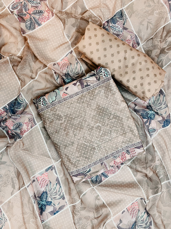 cotton suit with handwork aari and printed soft dupatta & bottom (Copy)