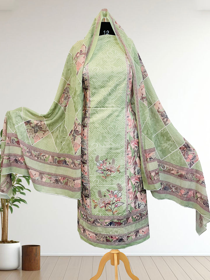 cotton suit with handwork aari and printed soft dupatta & bottom (Copy)
