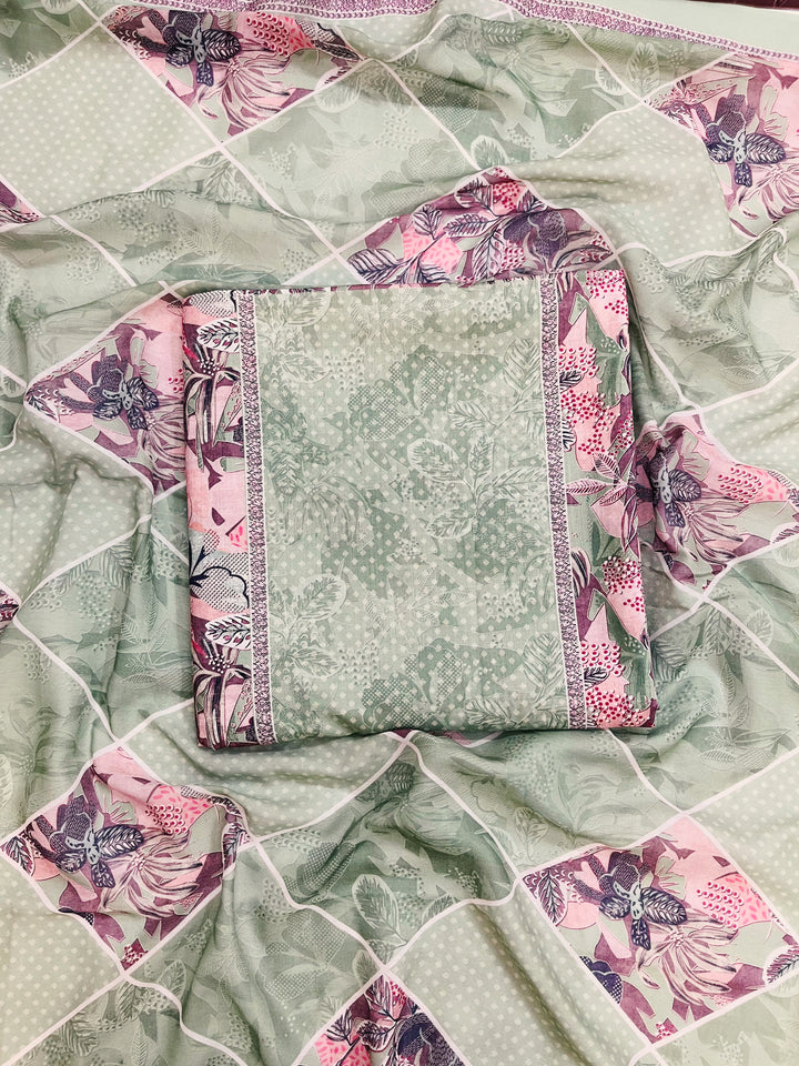 cotton suit with handwork aari and printed soft dupatta & bottom (Copy)