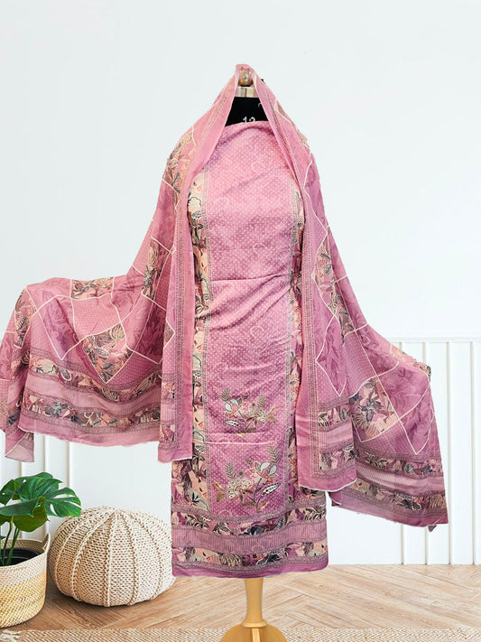 cotton suit with handwork aari and printed soft dupatta & bottom (Copy)