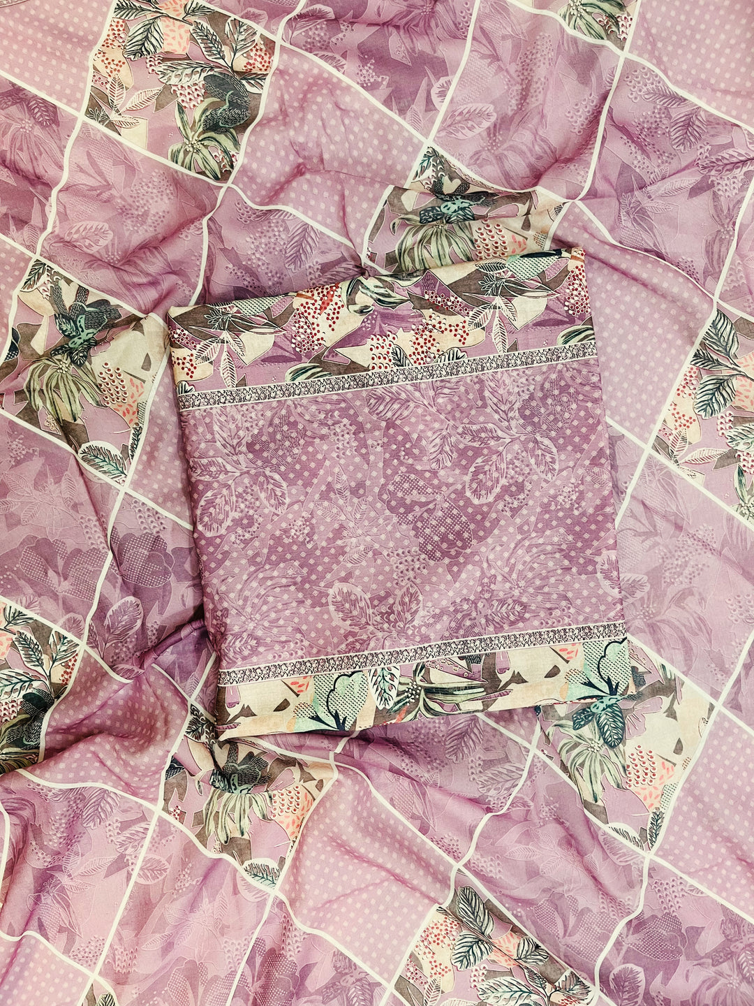 cotton suit with handwork aari and printed soft dupatta & bottom (Copy)