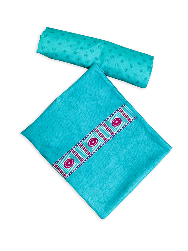 cotton unstiched suit with handwork aari and printed soft dupatta & bottom