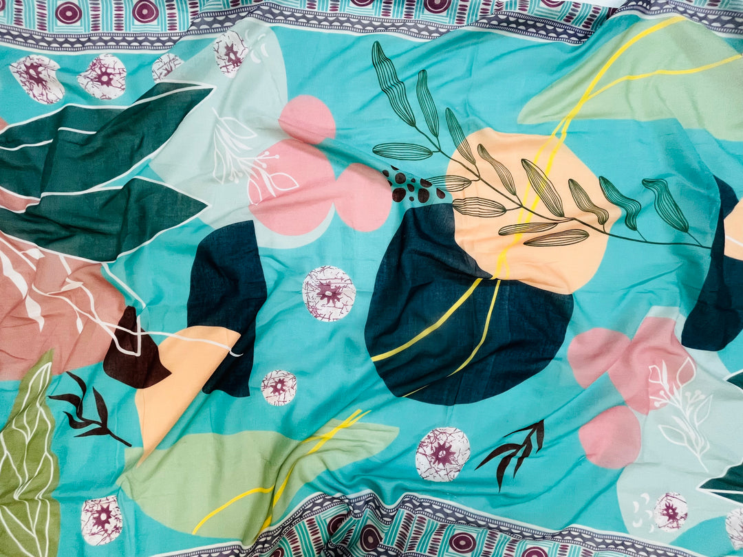 cotton unstiched suit with handwork aari and printed soft dupatta & bottom