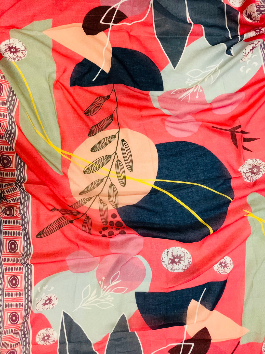 cotton unstiched suit with handwork aari and printed soft dupatta & bottom