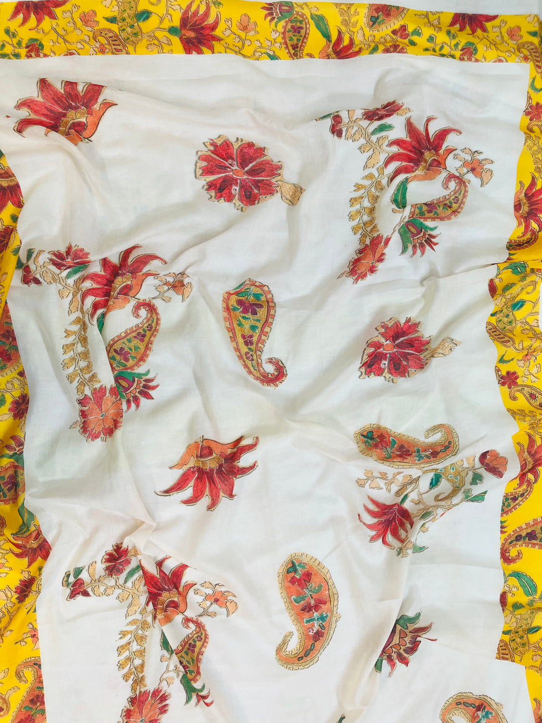 cotton unstiched suit wit printed soft dupatta & bottom