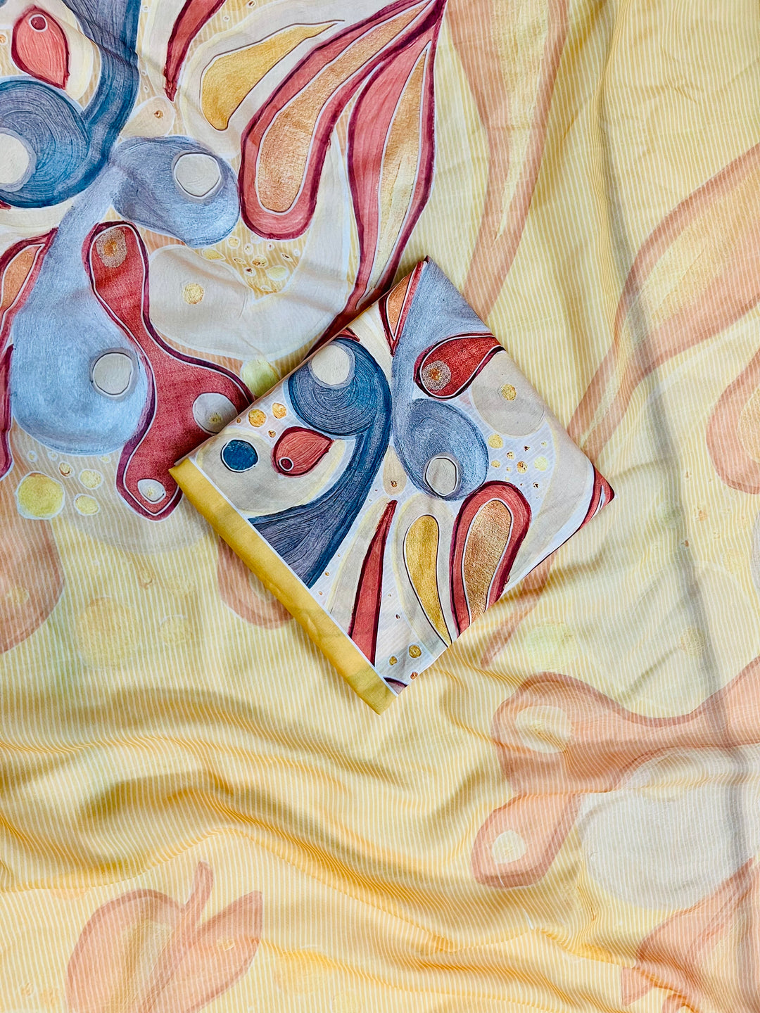 cotton unstiched suit with handwork aari and printed soft dupatta & bottom