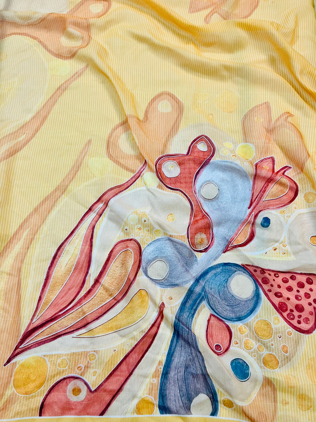 cotton unstiched suit with handwork aari and printed soft dupatta & bottom