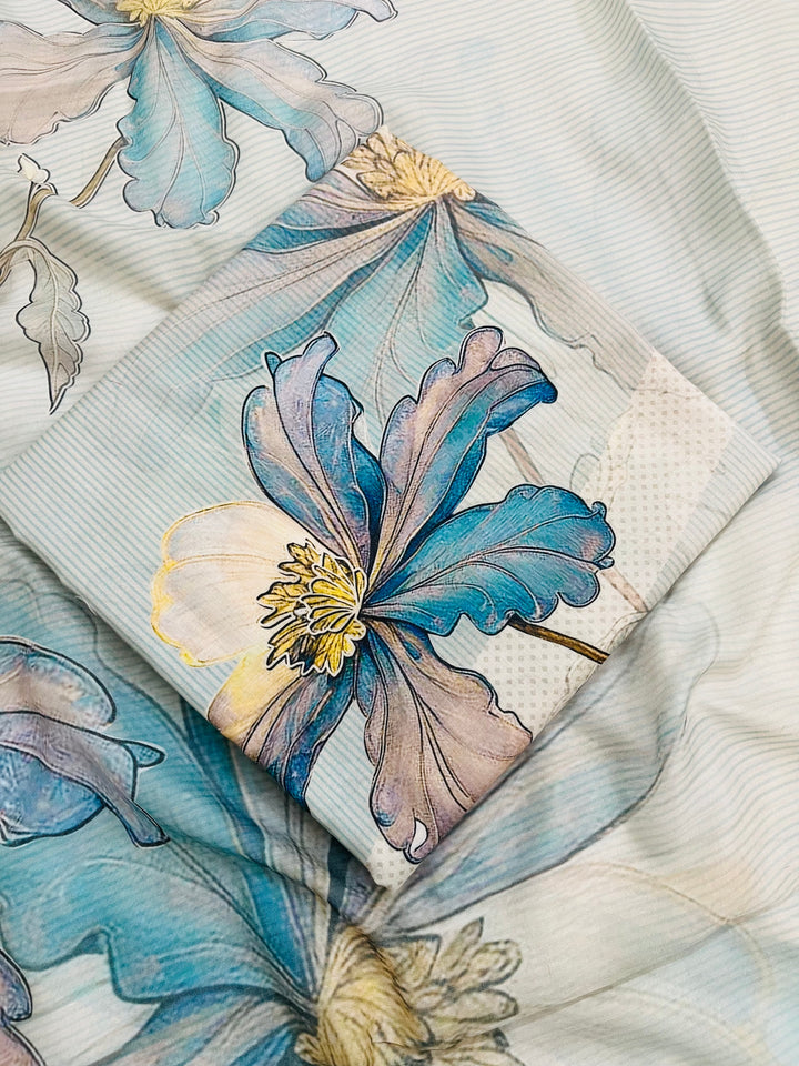 cotton suit with handwork aari and printed soft dupatta & bottom