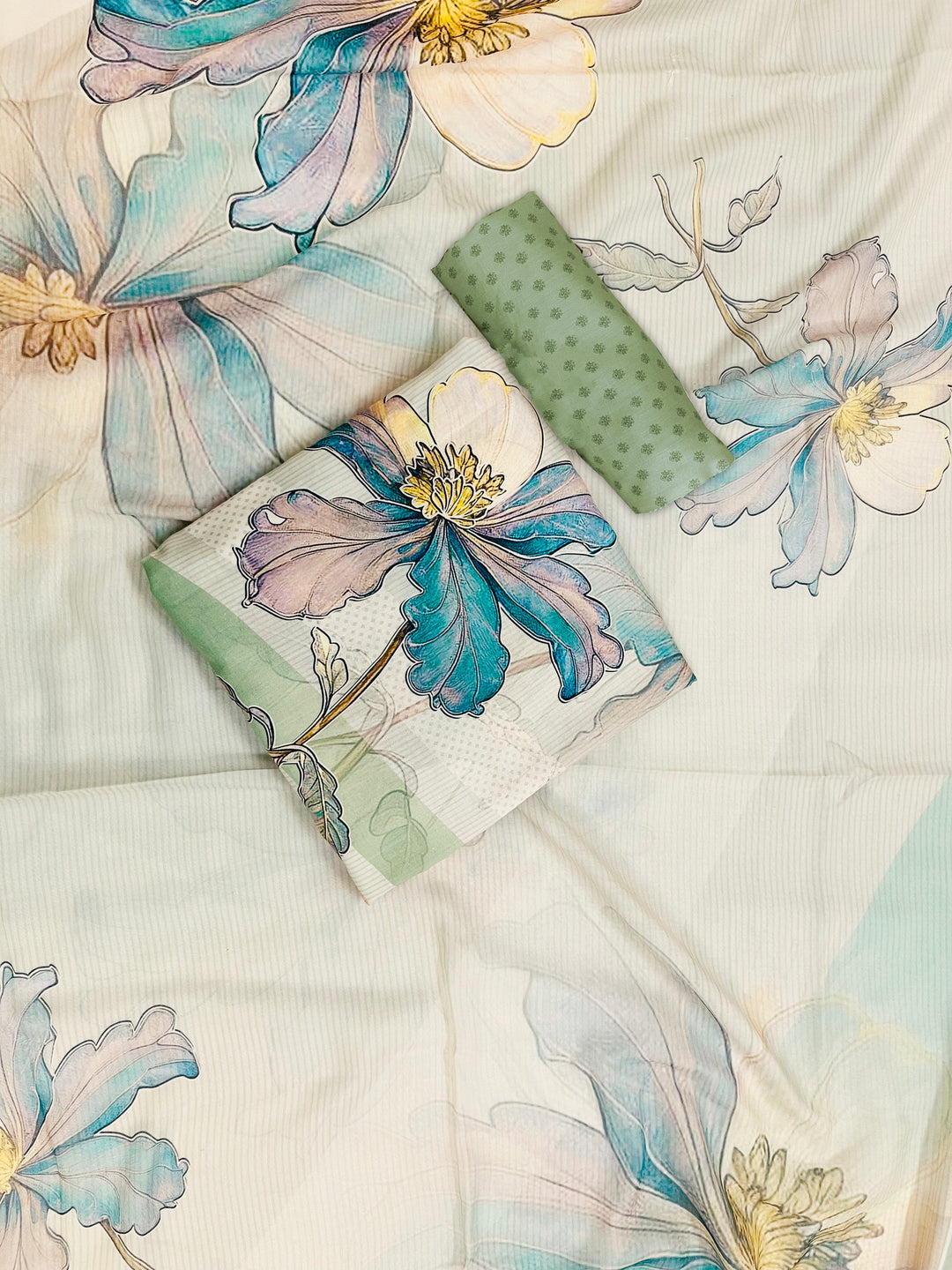 cotton suit with handwork aari and printed soft dupatta & bottom