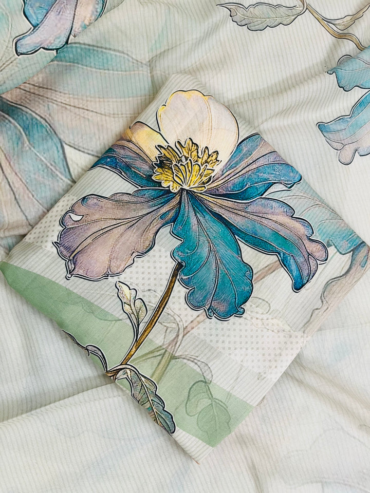 cotton suit with handwork aari and printed soft dupatta & bottom