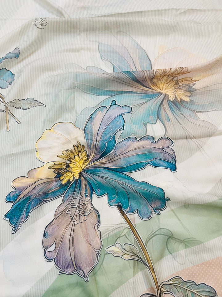 cotton suit with handwork aari and printed soft dupatta & bottom