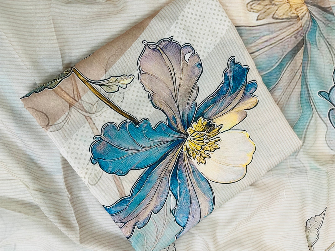 cotton suit with handwork aari and printed soft dupatta & bottom