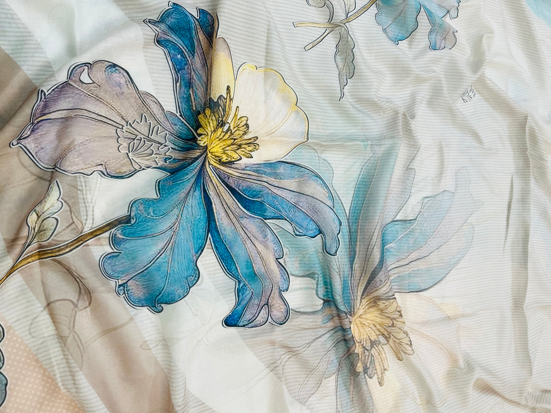 cotton suit with handwork aari and printed soft dupatta & bottom